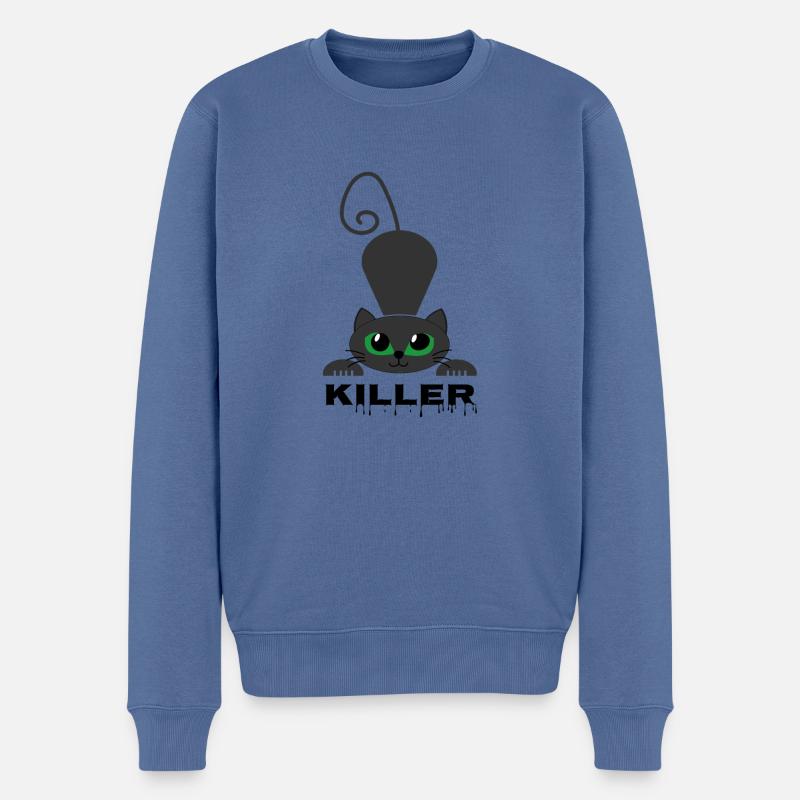 tueur chat - Pull Premium bio Homme - bleu pigeon