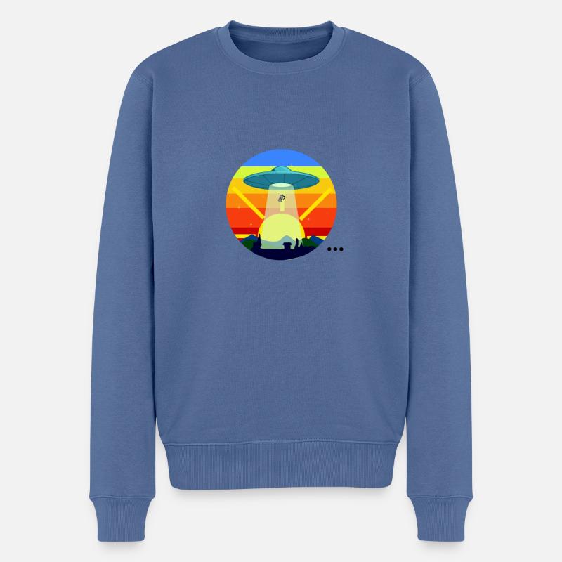Ufo Stealing Coffee - Männer Premium Bio Pullover - Taubenblau