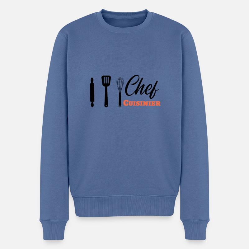 Kochgeschenk - Männer Premium Bio Pullover - Taubenblau