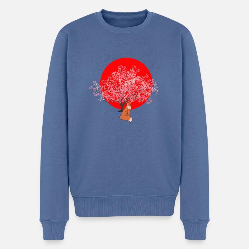 kirschblüte - Männer Premium Bio Pullover - Taubenblau