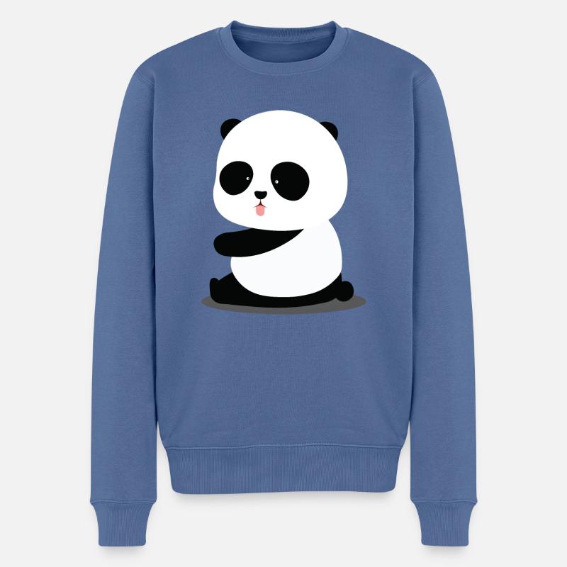 Panda Süß - Männer Premium Bio Pullover - Taubenblau