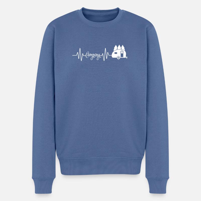 Battement de coeur de camping-car - Pull Premium bio Homme - bleu pigeon