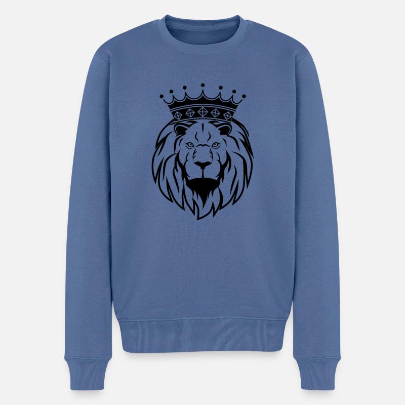 Der Löwenkönig - Männer Premium Bio Pullover - Taubenblau