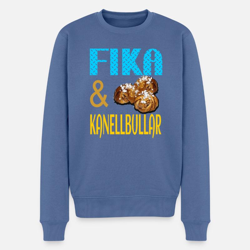 Fika - Männer Premium Bio Pullover - Taubenblau