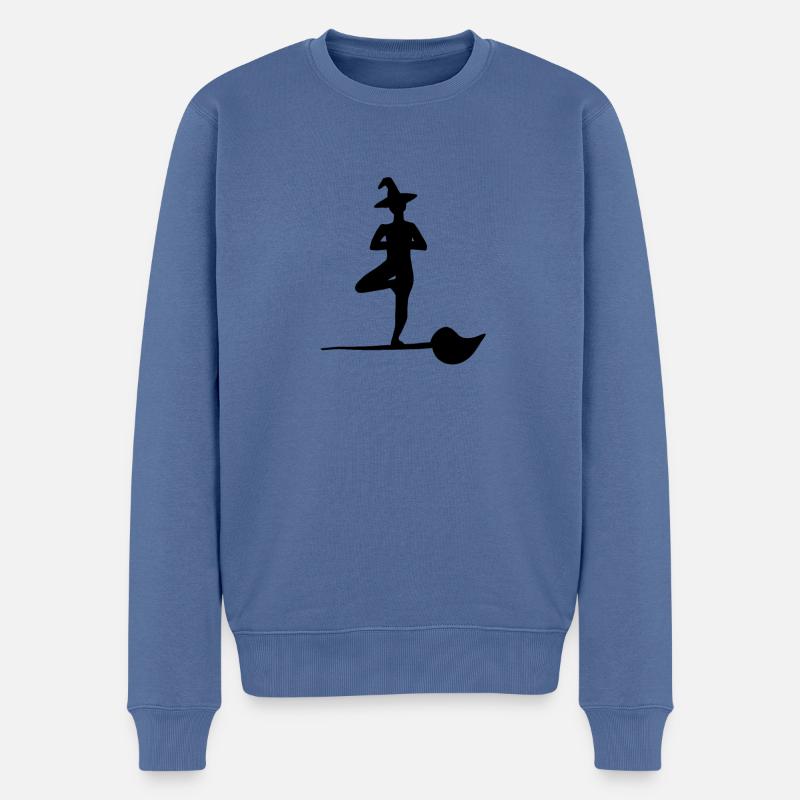 YOGA HEXEN | Helloween | Meditation | Namaste - Männer Premium Bio Pullover - Taubenblau