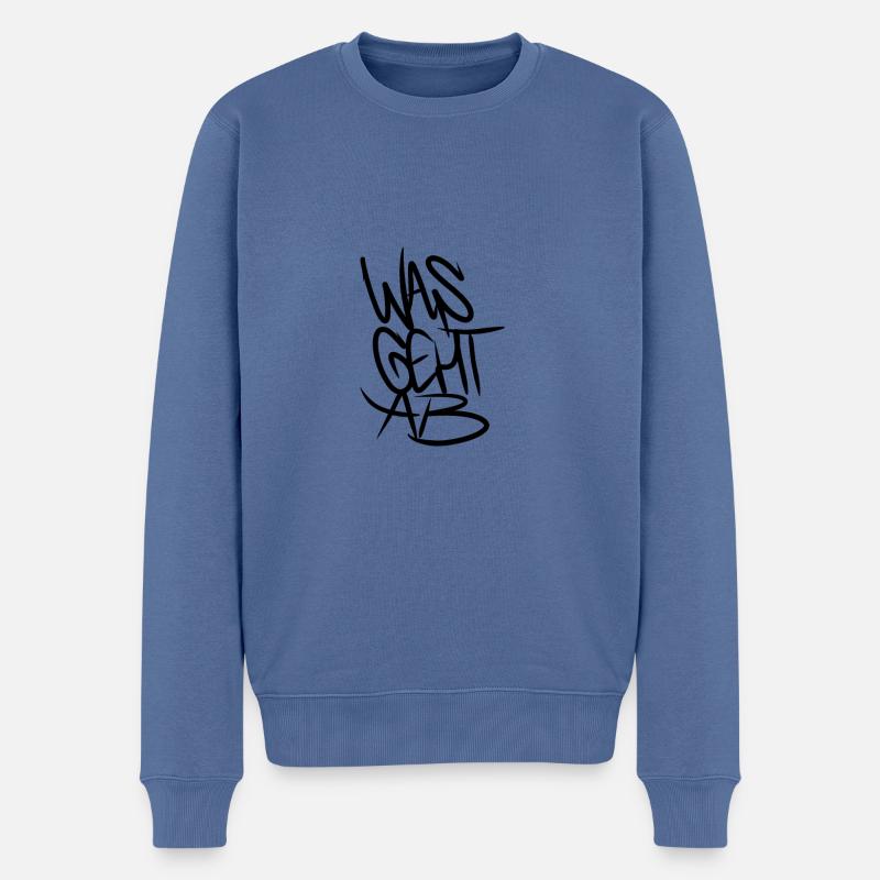 Was geht ab - Männer Premium Bio Pullover - Taubenblau