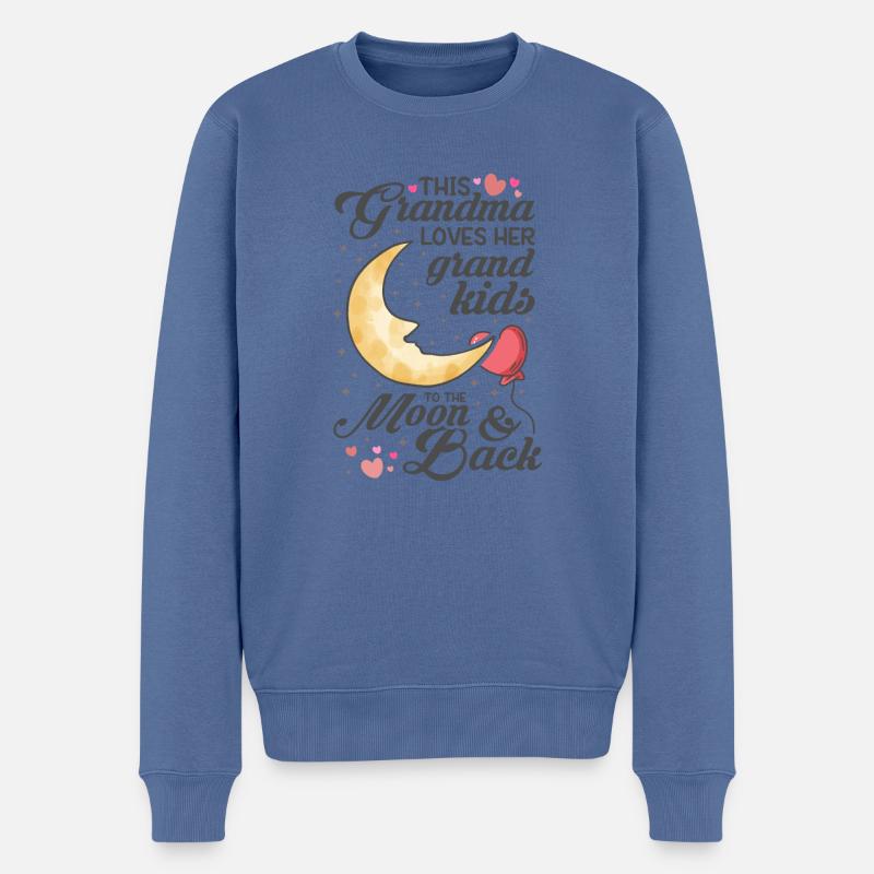 Cette grand-mère aime ses petits-enfants sur la lune - Pull Premium bio Homme - bleu pigeon