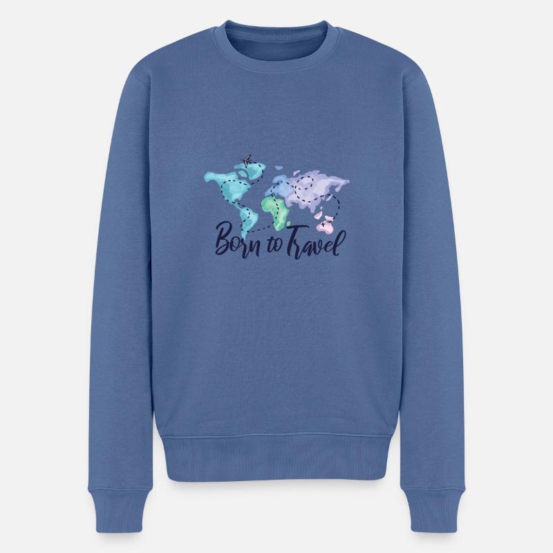Born to Travel - Männer Premium Bio Pullover - Taubenblau