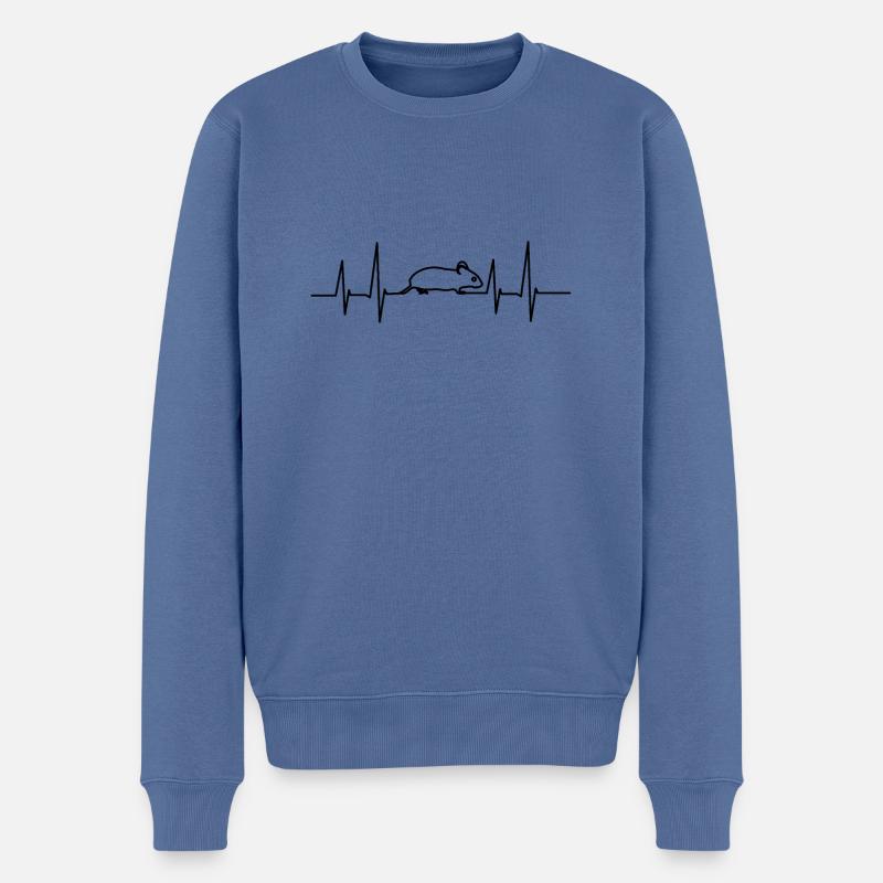 heartbeat mouse - Männer Premium Bio Pullover - Taubenblau