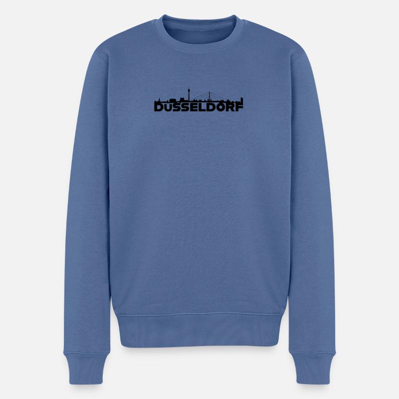 Düsseldorf Deutschland Skyline Geschenkidee - Männer Premium Bio Pullover - Taubenblau