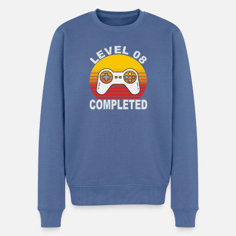 Videospiel Level 8 Abgeschlossen - Männer Premium Bio Pullover - Taubenblau