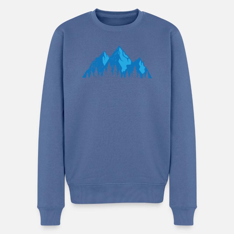 Berge Blau schwarz - Männer Premium Bio Pullover - Taubenblau