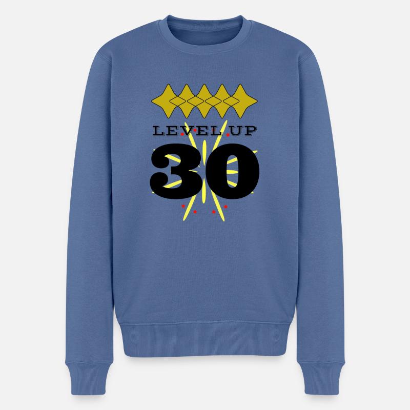 Level Up 30 - Männer Premium Bio Pullover - Taubenblau