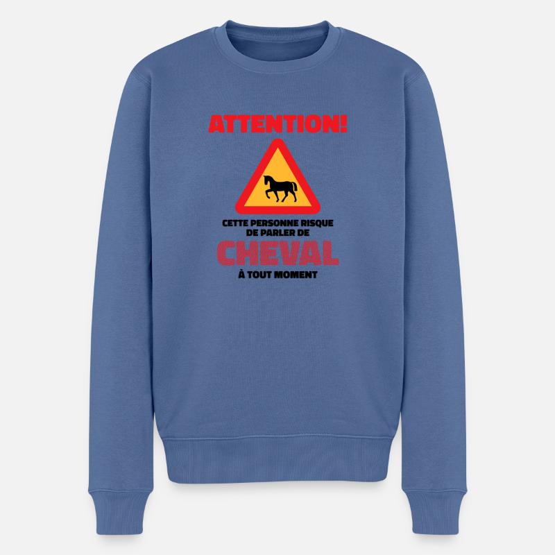 Attention! Cette Personne Risque De Parler De Chev - Pull Premium bio Homme - bleu pigeon