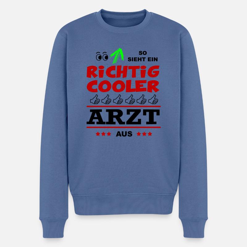 Beruf Arbeit Büro Mann ARZT - Männer Premium Bio Pullover - Taubenblau