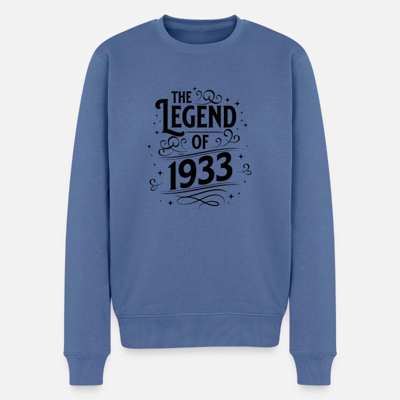 Die Legende von 1933 Geburtstag - Männer Premium Bio Pullover - Taubenblau