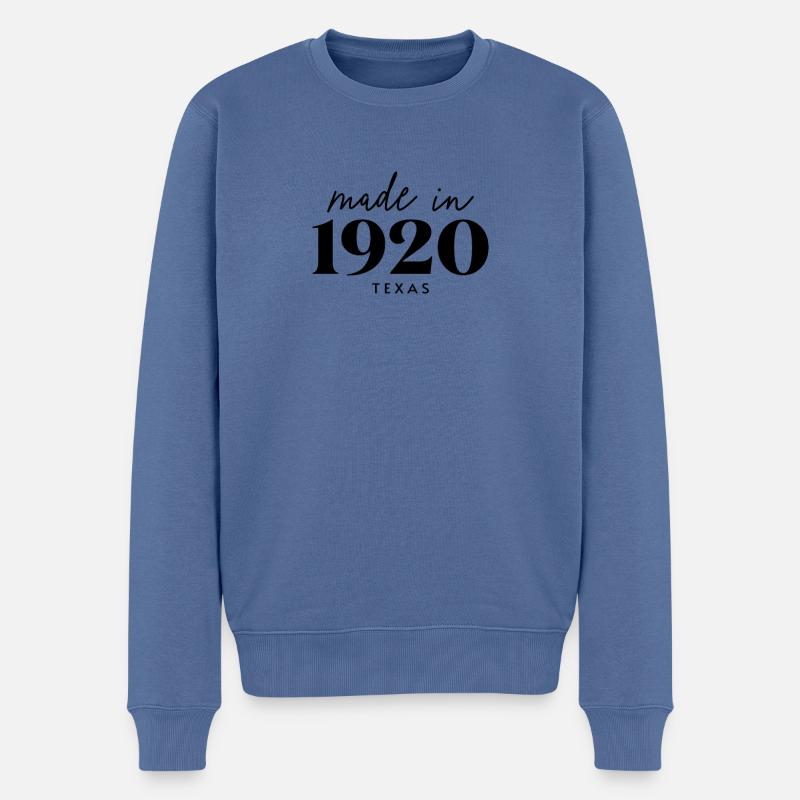 Made 1920 in Geburtstag in Texas - Männer Premium Bio Pullover - Taubenblau