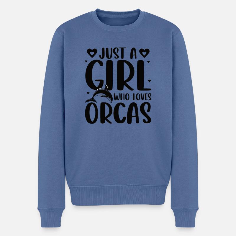 Orca Wal Mädchen Kinder - Männer Premium Bio Pullover - Taubenblau