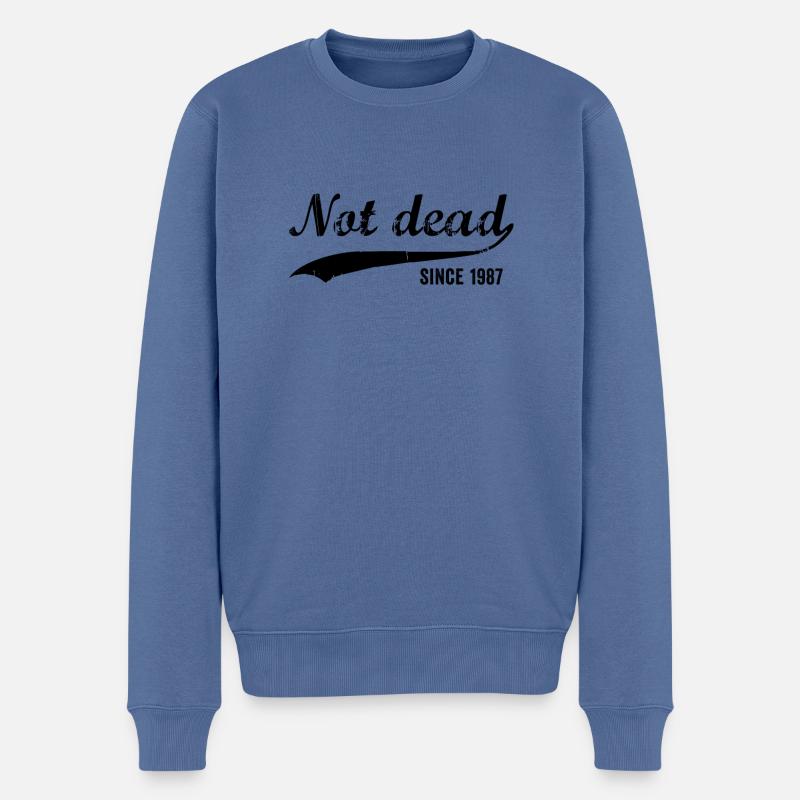 Drôle d’anniversaire pas mort depuis 1987 - Pull Premium bio Homme - bleu pigeon