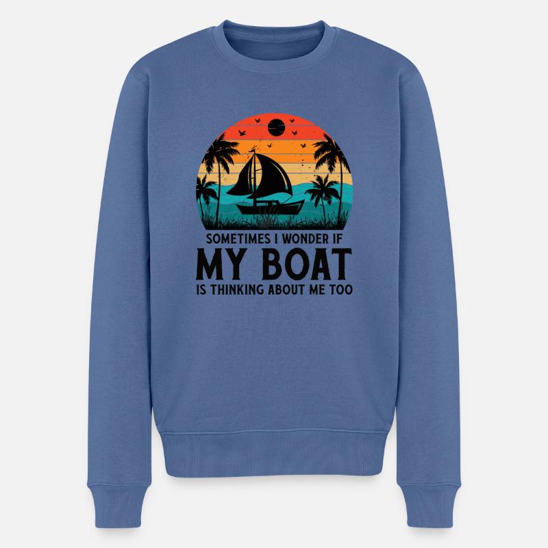 Ob Mein Boot Auch An Mich Denkt Yacht Boote - Männer Premium Bio Pullover - Taubenblau