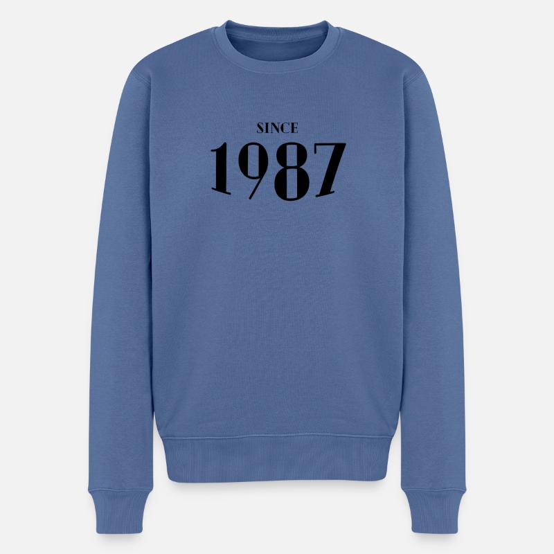 Drôle d’anniversaire depuis 1987 - Pull Premium bio Homme - bleu pigeon