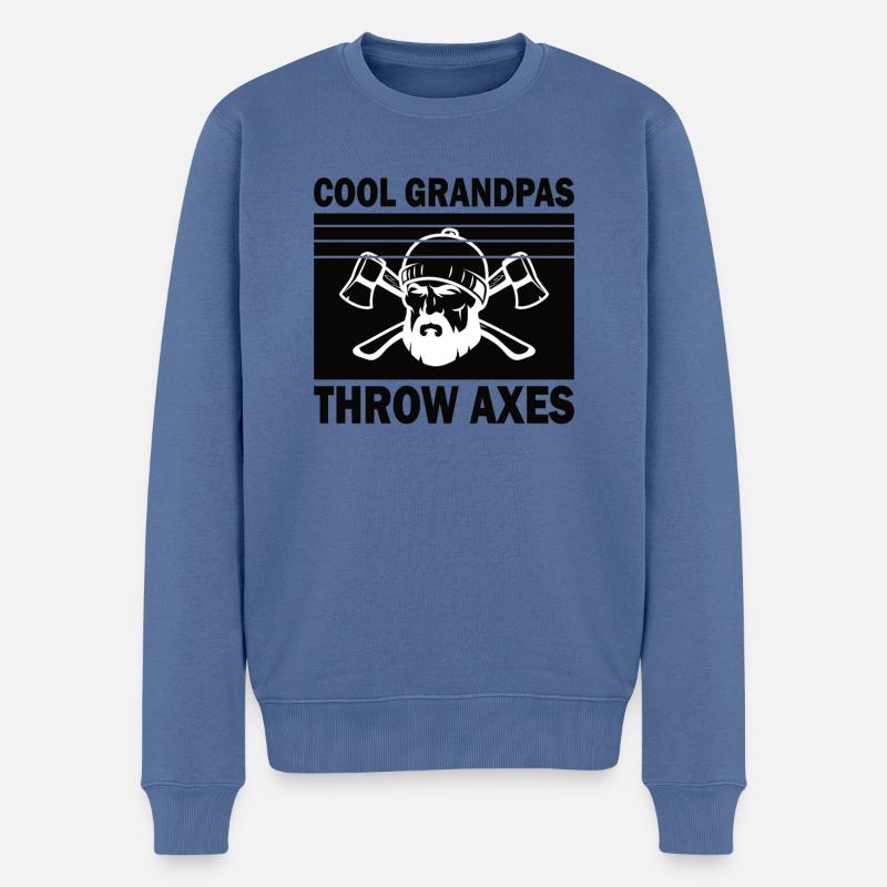 Opa Axt Werfen Axtwerfer Zielwerfen Axtwurf Rente - Männer Premium Bio Pullover - Taubenblau