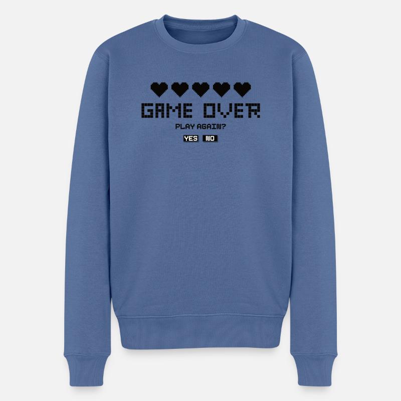 Game Over Lettrage Rétro - Pull Premium bio Homme - bleu pigeon