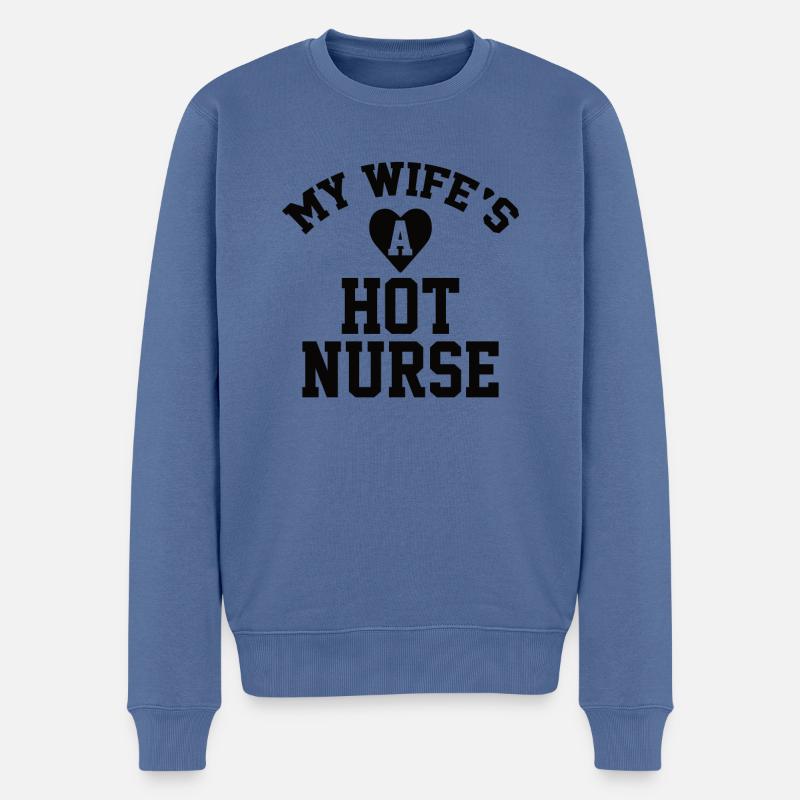 Ehefrau Krankenschwester Mutter Medizin Stethoskop - Männer Premium Bio Pullover - Taubenblau