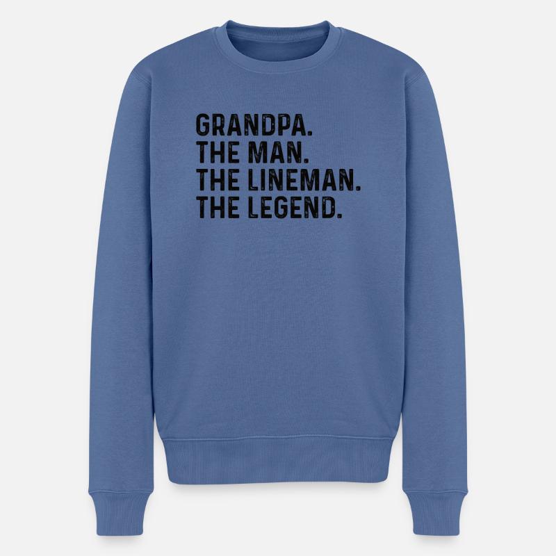 Leitungsmonteur Elektriker Freileitung Großvater - Männer Premium Bio Pullover - Taubenblau