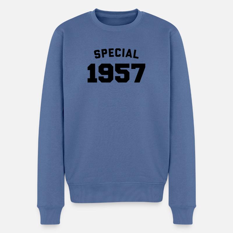 Drôle d’anniversaire spécial 1957 - Pull Premium bio Homme - bleu pigeon