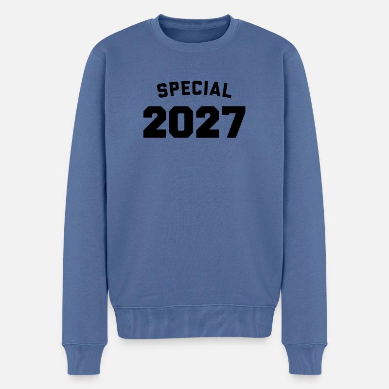 Drôle d’anniversaire spécial 2027 - Pull Premium bio Homme - bleu pigeon