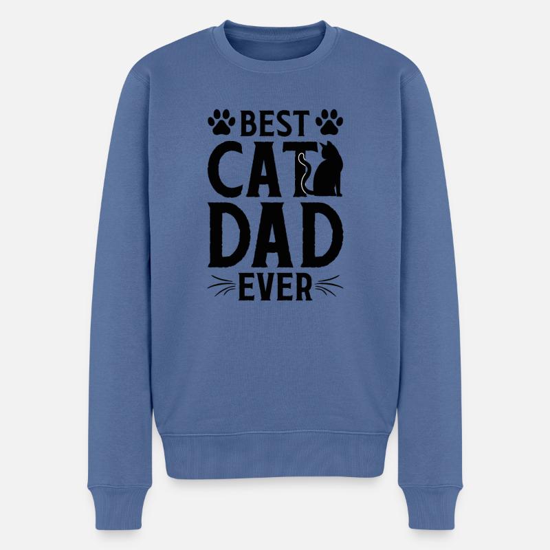 Echte Männer lieben Katzen Katzenmann Katzenvater - Männer Premium Bio Pullover - Taubenblau