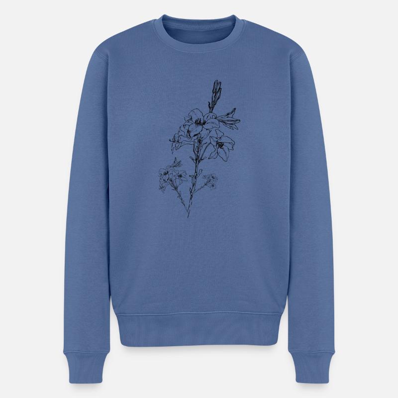 Rose Blumen Rosen Blumen tropisch - Männer Premium Bio Pullover - Taubenblau