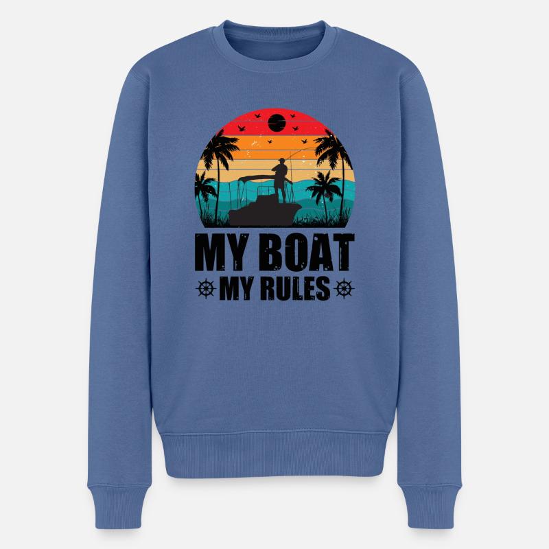Kapitän Boot Schiff Geschenk - Männer Premium Bio Pullover - Taubenblau