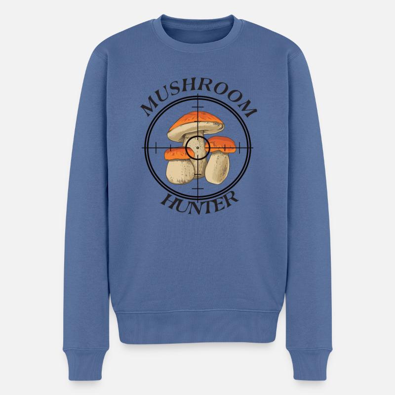 MUSHROOM HUNTER - Männer Premium Bio Pullover - Taubenblau