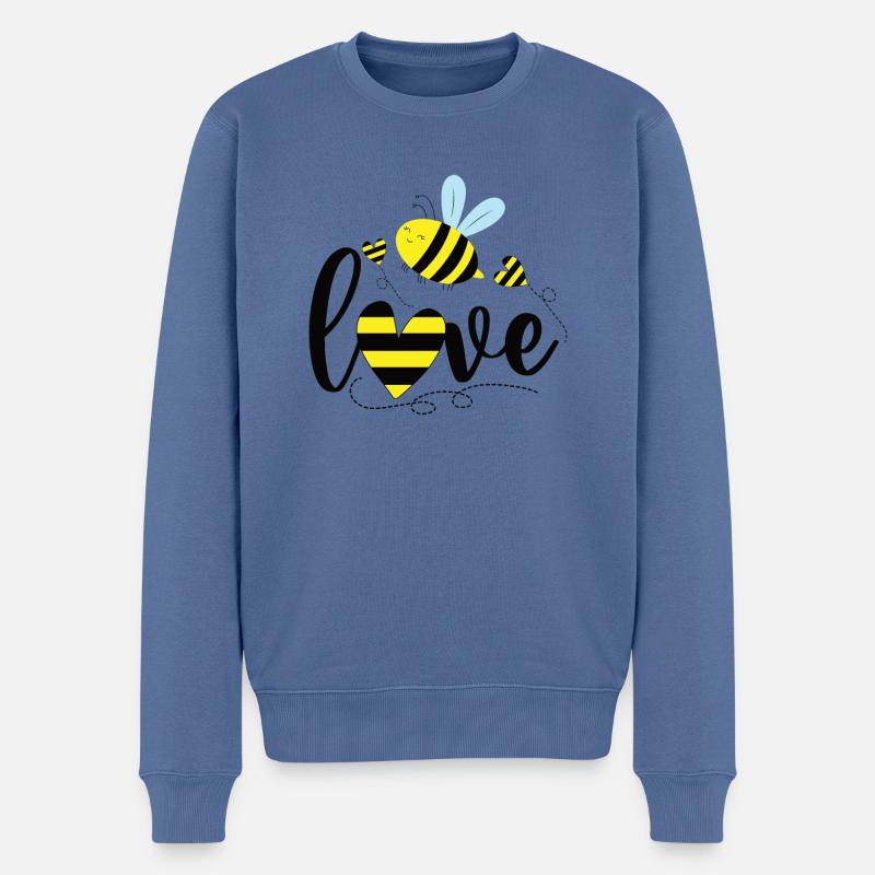 Abeille - Pull Premium bio Homme - bleu pigeon