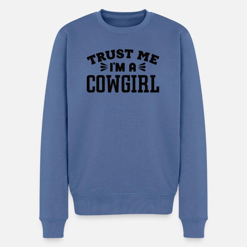 Cow-boy - Pull Premium bio Homme - bleu pigeon