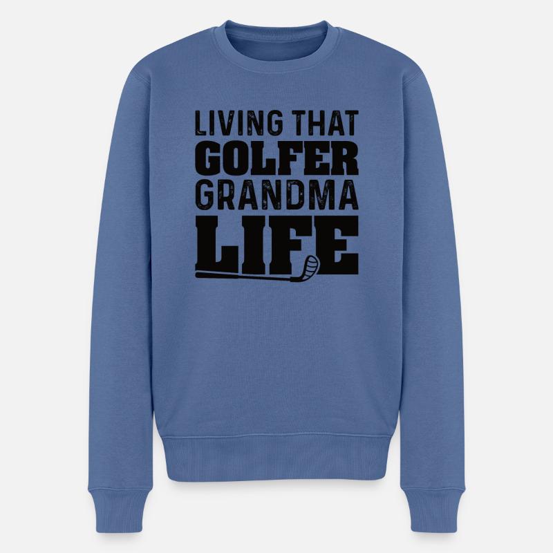 Die Golf Oma Grossmutter - Männer Premium Bio Pullover - Taubenblau
