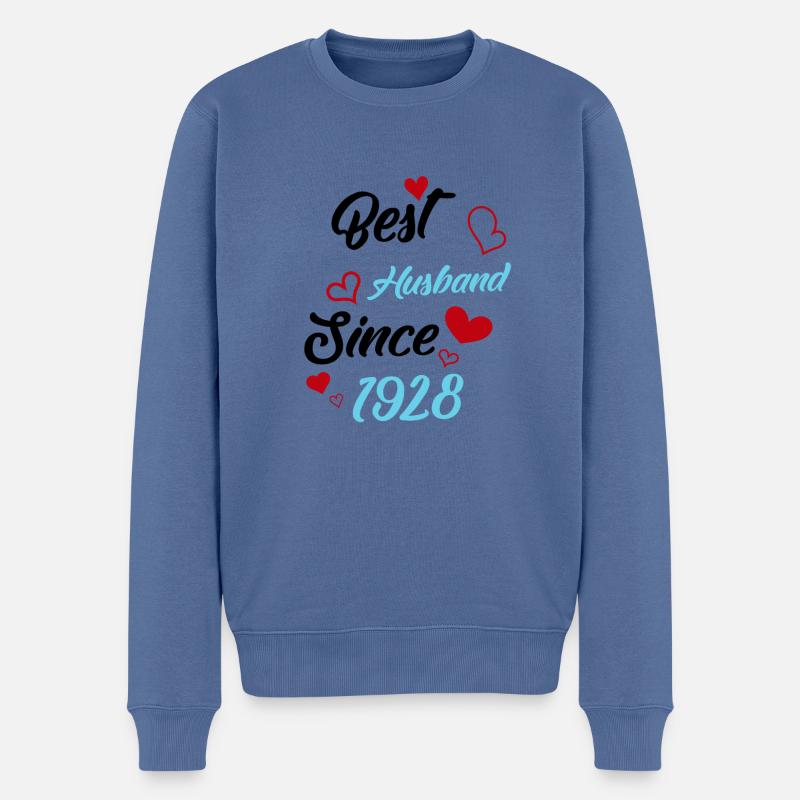 Bester Ehemann seit 1928 Hochzeit - Männer Premium Bio Pullover - Taubenblau
