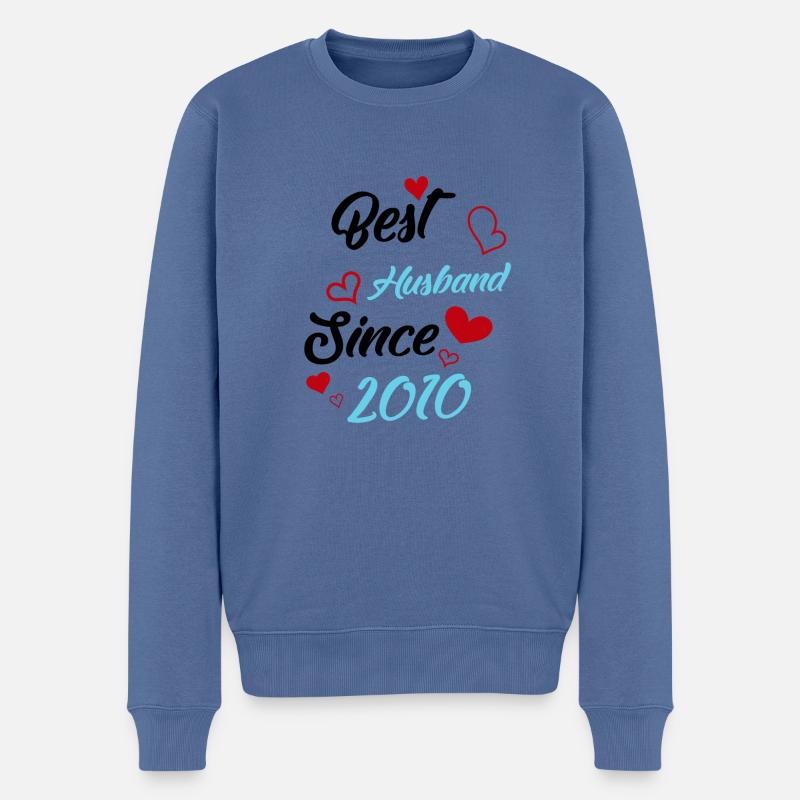 Bester Ehemann seit 2010 Hochzeit - Männer Premium Bio Pullover - Taubenblau