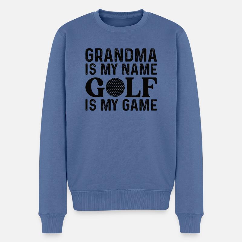 Die Golf Oma Grossmutter - Männer Premium Bio Pullover - Taubenblau