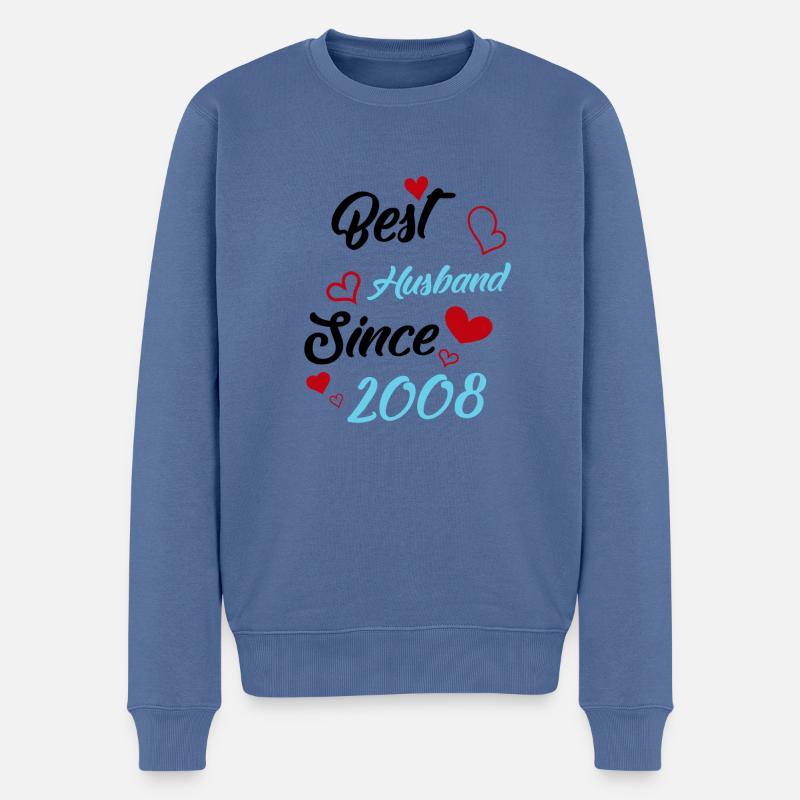 Bester Ehemann seit 2008 Hochzeit - Männer Premium Bio Pullover - Taubenblau