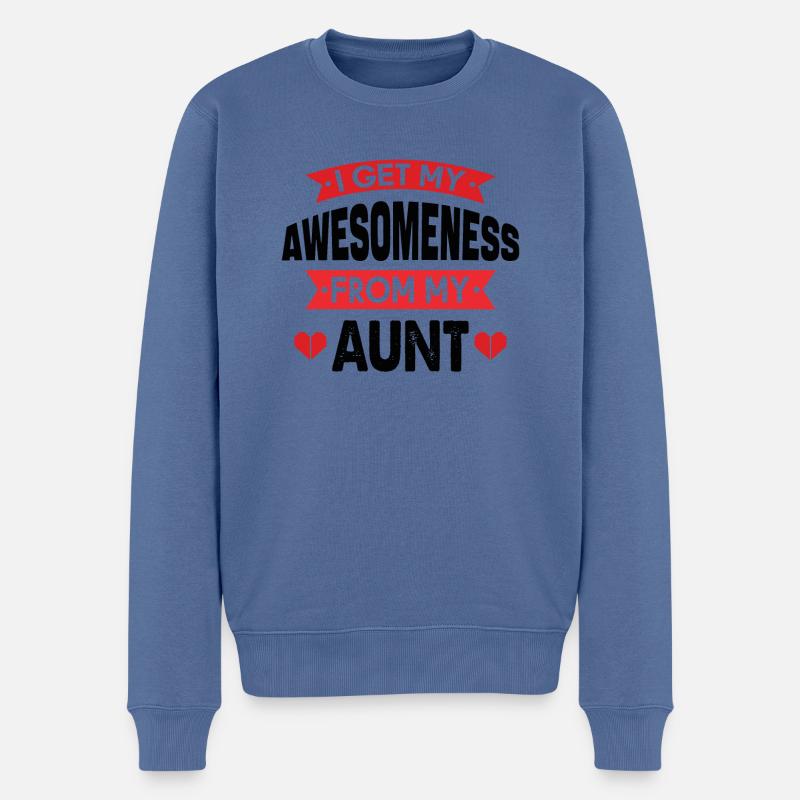 Verrückte Tante Spruch - Männer Premium Bio Pullover - Taubenblau
