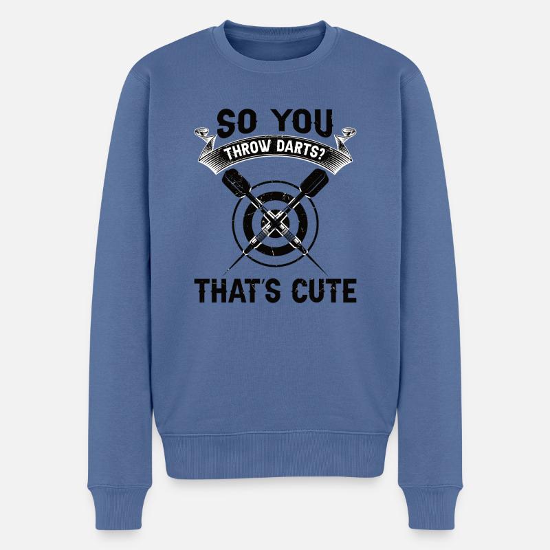 Lustiger Dart Spruch Dartscheibe Darten Geschenk - Männer Premium Bio Pullover - Taubenblau