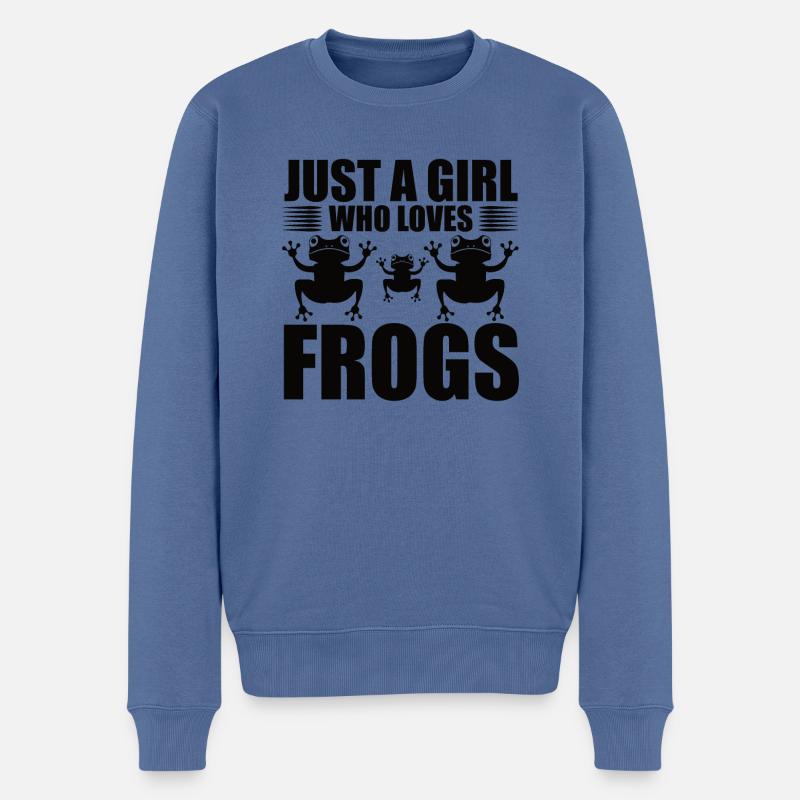 Frosch Mädchen Kinder Frösche - Männer Premium Bio Pullover - Taubenblau