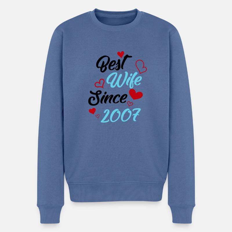 Jubiläums-Trauzeugin seit 2007 Hochzeit - Männer Premium Bio Pullover - Taubenblau