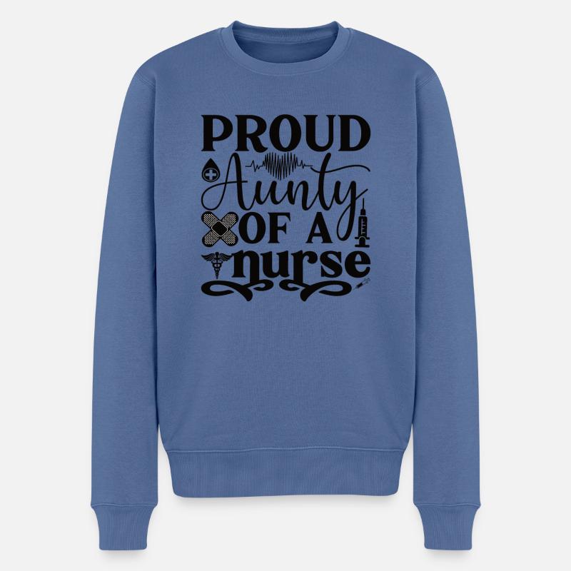 Fière tante d’une infirmière - Pull Premium bio Homme - bleu pigeon