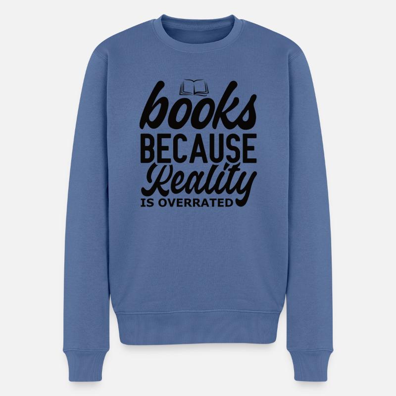 Bücher Lesen Bücherwurm - Männer Premium Bio Pullover - Taubenblau