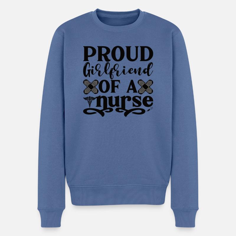 Stolzer Freund einer Krankenschwester Freundin - Männer Premium Bio Pullover - Taubenblau
