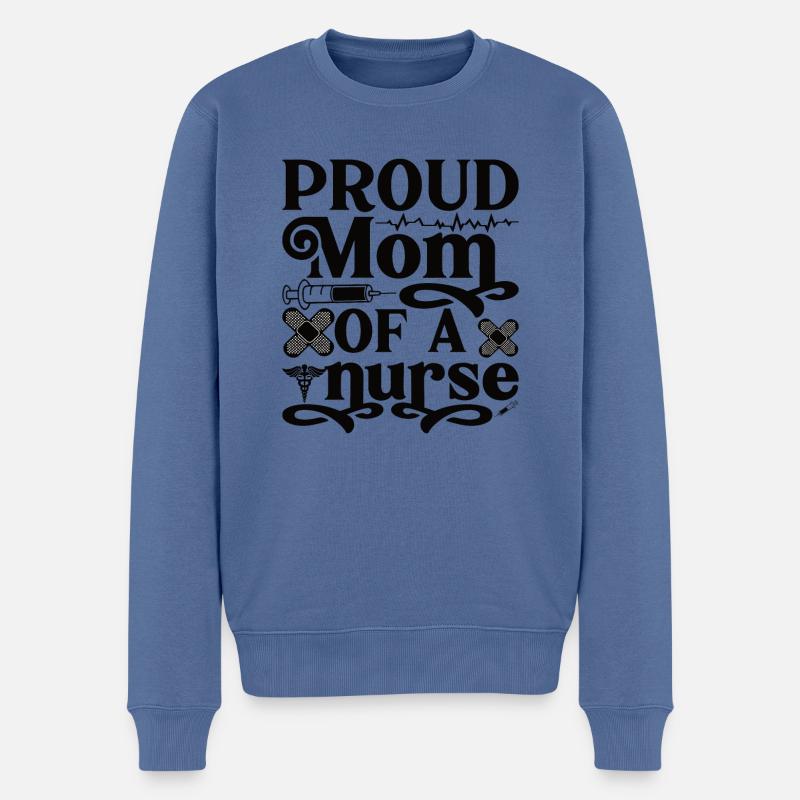 Stolze Mutter einer Krankenschwester - Männer Premium Bio Pullover - Taubenblau